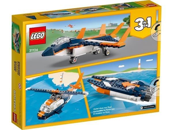 Grote foto lego creator 31126 supersonisch straalvliegtuig kinderen en baby duplo en lego
