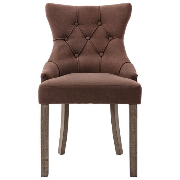 Grote foto vidaxl chaises de salle manger 2 pcs marron tissu huis en inrichting stoelen