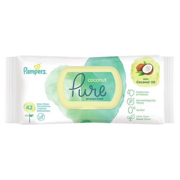 Grote foto pampers pure coconut billendoekjes 252 doekjes 6 x 4 kinderen en baby dekens en slaapzakjes