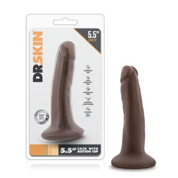 Grote foto dr. skin realistische dildo met zuignap 14 cm chocolate erotiek dildo