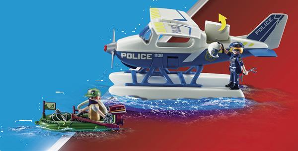 Grote foto playmobil city action 70779 politiewatervliegtuig smokkelaa kinderen en baby duplo en lego