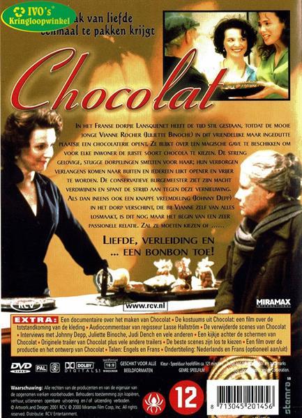 Grote foto dvd chocolat 2000 juliette binoche alfred molina johnny audio tv en foto dvd films