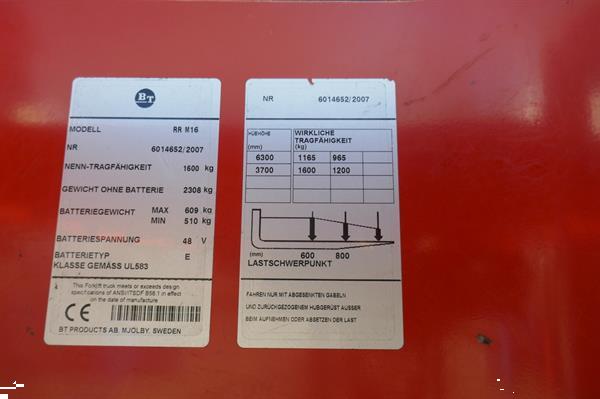 Grote foto vs 20706 elektrische reachtruck bt 6.300mm 1.600kg doe het zelf en verbouw hefwerktuigen