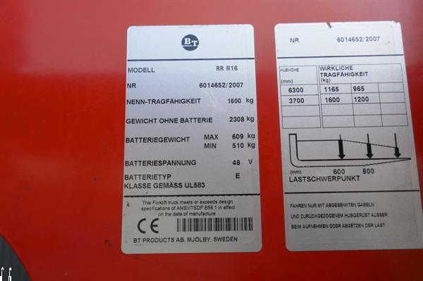 Grote foto vs 20706 elektrische reachtruck bt 6.300mm 1.600kg doe het zelf en verbouw hefwerktuigen