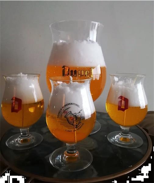 Grote foto kaars in duvelglas verzamelen biermerken