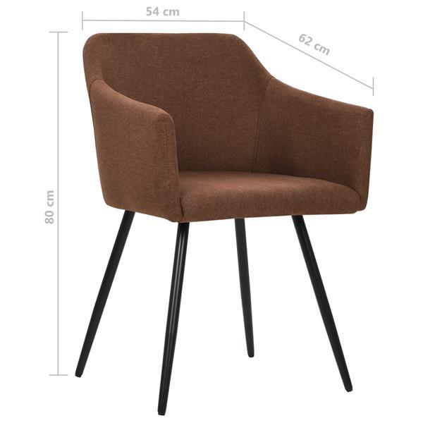 Grote foto vidaxl chaises de salle manger 2 pcs marron tissu huis en inrichting stoelen