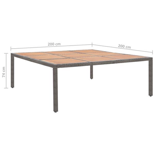 Grote foto vidaxl table de jardin gris 200x200x74 cm r sine tress e et tuin en terras tuinmeubelen