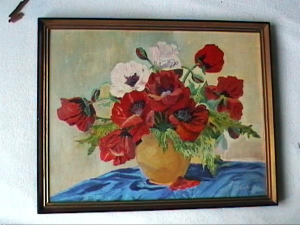 Grote foto schilderij v. vaas en bloemen v. delsemme v.1966 huis en inrichting kunst