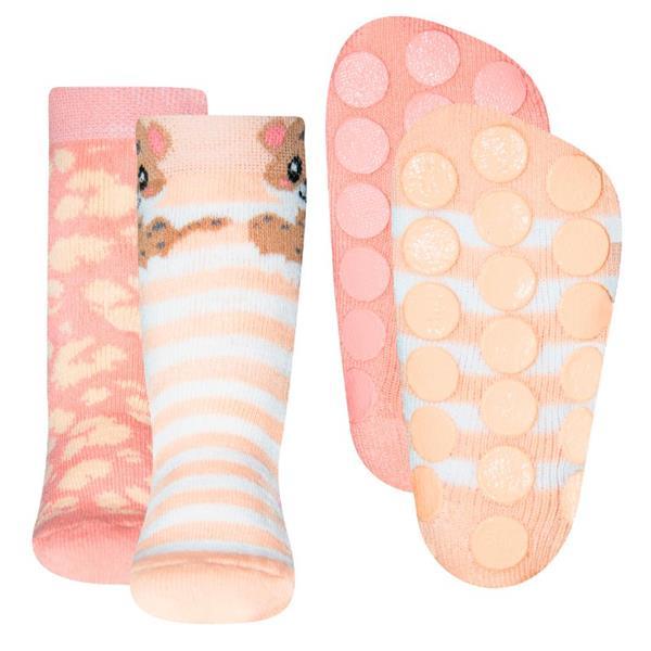 Grote foto ewers antislip sokken stoppi 2 pack leopard apricot erdbeere kinderen en baby overige