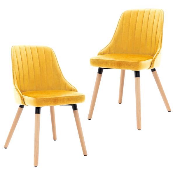 Grote foto vidaxl 323059 dining chairs 2 pcs yellow velvet huis en inrichting stoelen