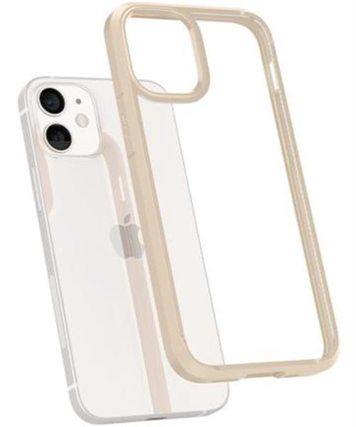 Grote foto spigen ultra hybrid apple iphone 12 mini hoesje beige telecommunicatie apple iphone
