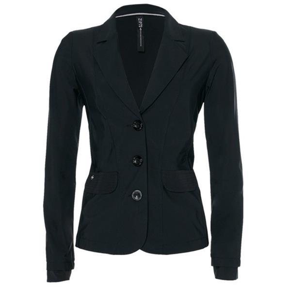 Grote foto zwarte blazer zip73 kleding dames truien en vesten