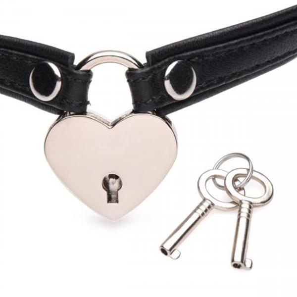 Grote foto heart lock collar met sleutels zwart erotiek bondage artikelen
