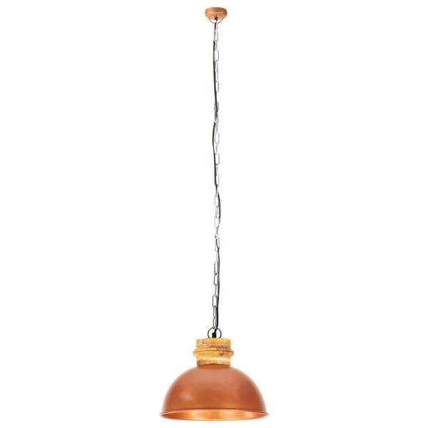 Grote foto vidaxl hanglamp industrieel rond e27 32 cm mangohout koperkl huis en inrichting overige
