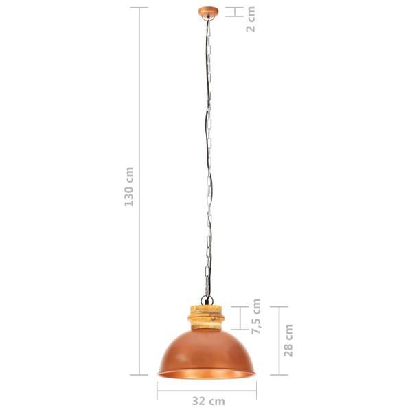 Grote foto vidaxl hanglamp industrieel rond e27 32 cm mangohout koperkl huis en inrichting overige