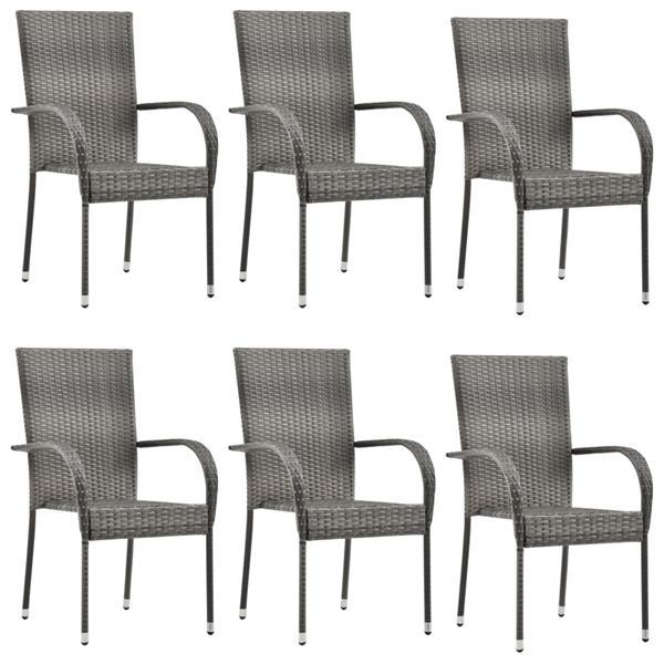 Grote foto vidaxl chaises empilables d ext rieur 6 pcs gris r sine tres tuin en terras tuinmeubelen
