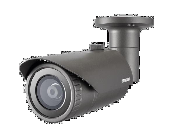 Grote foto samsung qno 6030rp netwerk bullet camera voor buiten 2mp audio tv en foto videobewakingsapparatuur