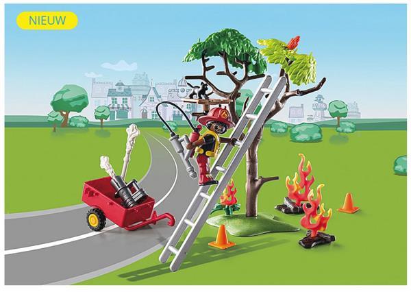 Grote foto playmobil duck on call 70917 brandweeractie. red de kat kinderen en baby duplo en lego