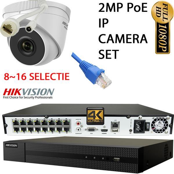 Grote foto hikvision compleet set met 8x 2mp poe ip beveiligingscamera audio tv en foto videobewakingsapparatuur