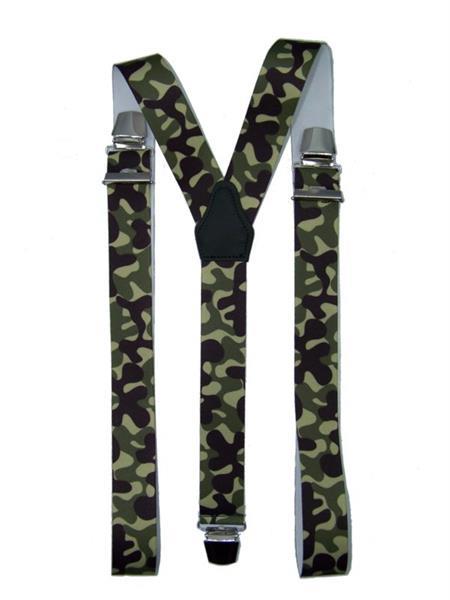 Grote foto camouflage legergroen bretels met extra sterke clips kleding dames riemen