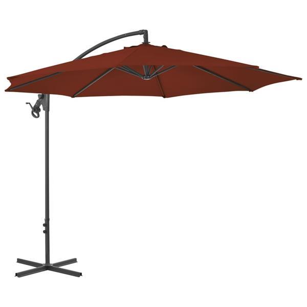Grote foto vidaxl parasol d port avec m t en acier 300 cm terre cuite tuin en terras overige tuin en terras