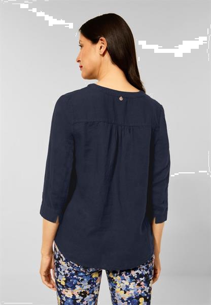 Grote foto linnen blouse met 3 4 mouwen navy blue 34 kleding dames blouses