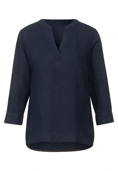 Grote foto linnen blouse met 3 4 mouwen navy blue 34 kleding dames blouses