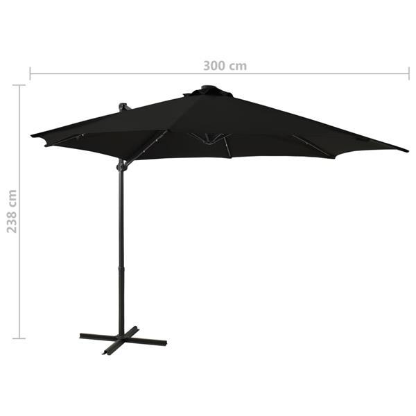 Grote foto vidaxl parasol d port avec m t et lumi res led noir 300 cm tuin en terras overige tuin en terras