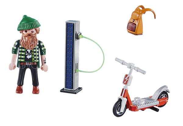 Grote foto playmobil city life 70873 hipster met e scooter kinderen en baby duplo en lego