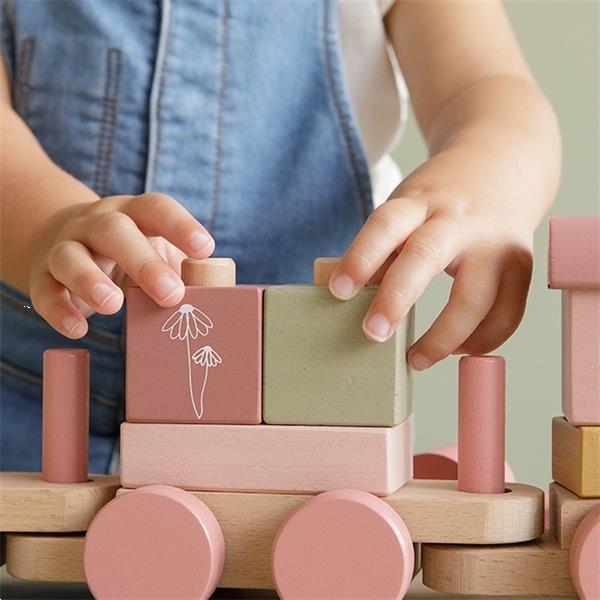Grote foto houten speelgoed blokkentrein wiflowers little dutch kinderen en baby overige