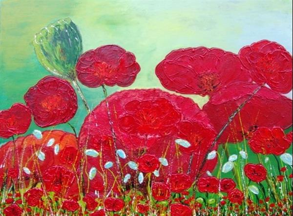 Grote foto sunny poppies antiek en kunst kunst