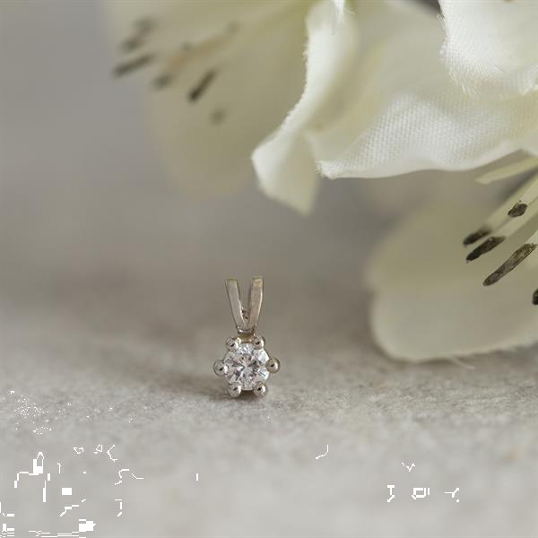Grote foto witgouden solitair hanger met diamant 14 krt nieuw 369 sieraden tassen en uiterlijk bedels en hangers