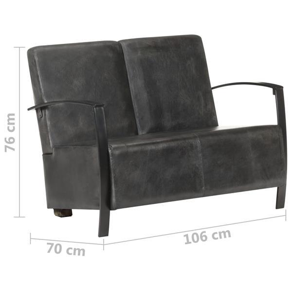 Grote foto vidaxl canap 2 places gris cuir v ritable huis en inrichting stoelen