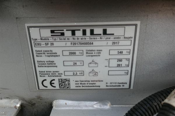 Grote foto vs 20797 bj2017 elektrische meerijd palletwagen still exu sf 20 doe het zelf en verbouw hefwerktuigen