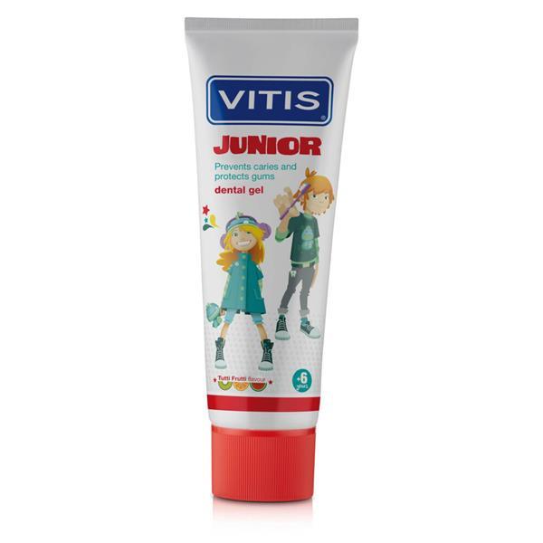 Grote foto vitis junior 6 jaar tandpasta gel tutti frutti 3 pack kinderen en baby dekens en slaapzakjes