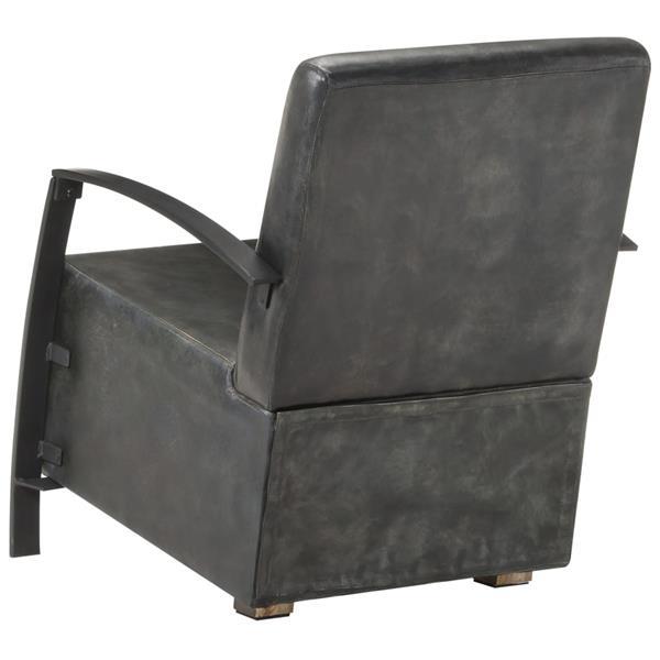 Grote foto vidaxl fauteuil gris cuir v ritable huis en inrichting stoelen
