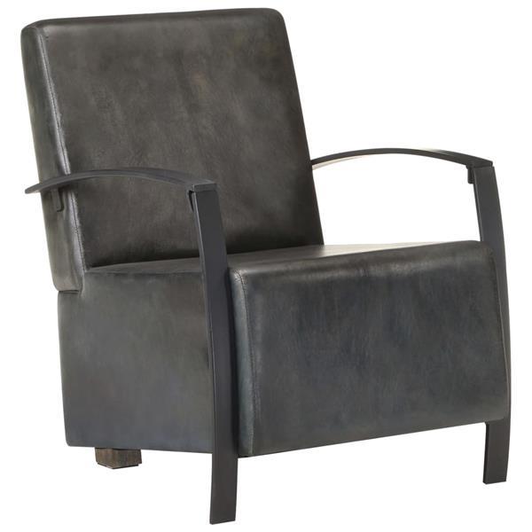 Grote foto vidaxl fauteuil gris cuir v ritable huis en inrichting stoelen