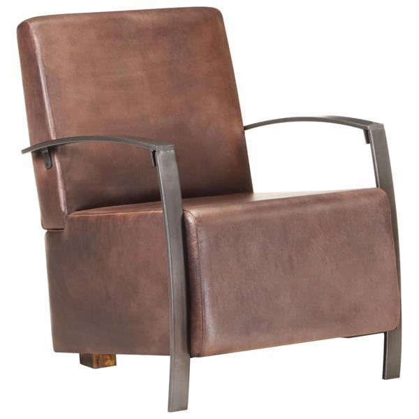 Grote foto vidaxl fauteuil marron cuir v ritable huis en inrichting stoelen