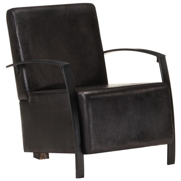 Grote foto vidaxl chaise de canap noir cuir v ritable huis en inrichting stoelen