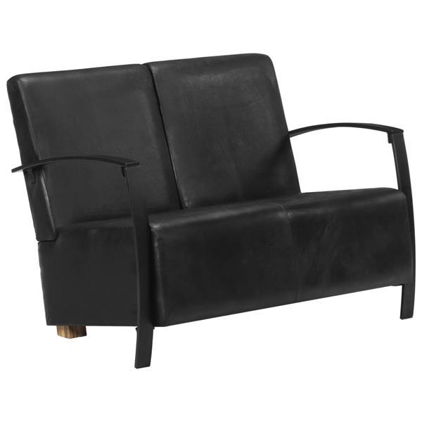 Grote foto vidaxl canap 2 places noir cuir v ritable huis en inrichting stoelen
