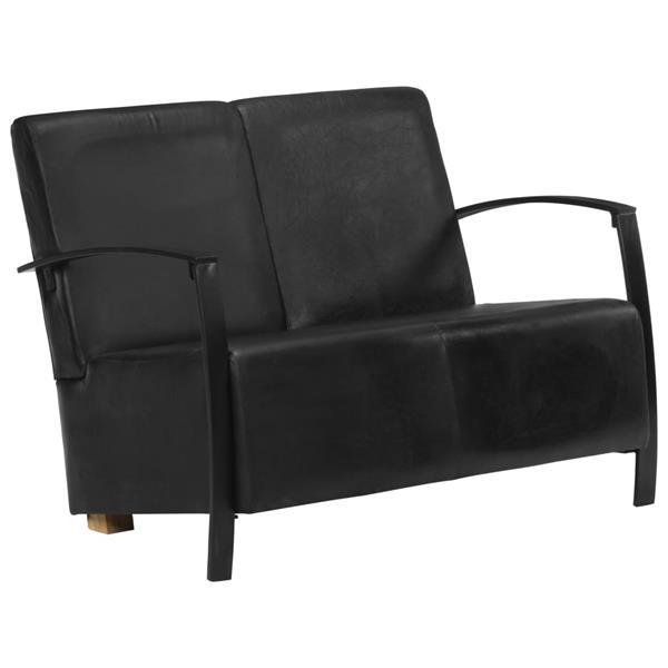 Grote foto vidaxl canap 2 places noir cuir v ritable huis en inrichting stoelen