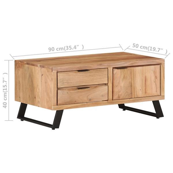 Grote foto vidaxl table basse 90x50x40 cm bois d acacia solide avec bor huis en inrichting eettafels