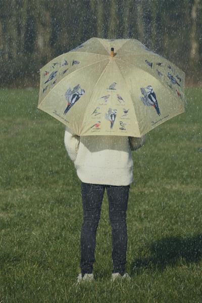 Grote foto paraplu diverse europese vogels lichtgeel kleding dames sieraden