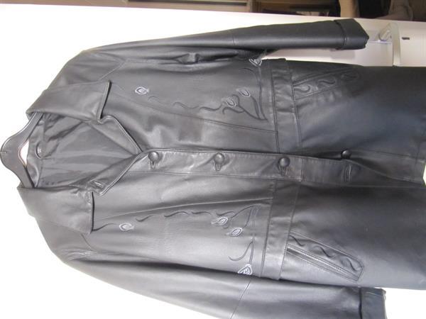 Grote foto zwarte lederen jas kleding dames jassen winter
