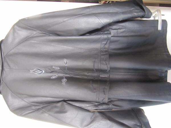 Grote foto zwarte lederen jas kleding dames jassen winter