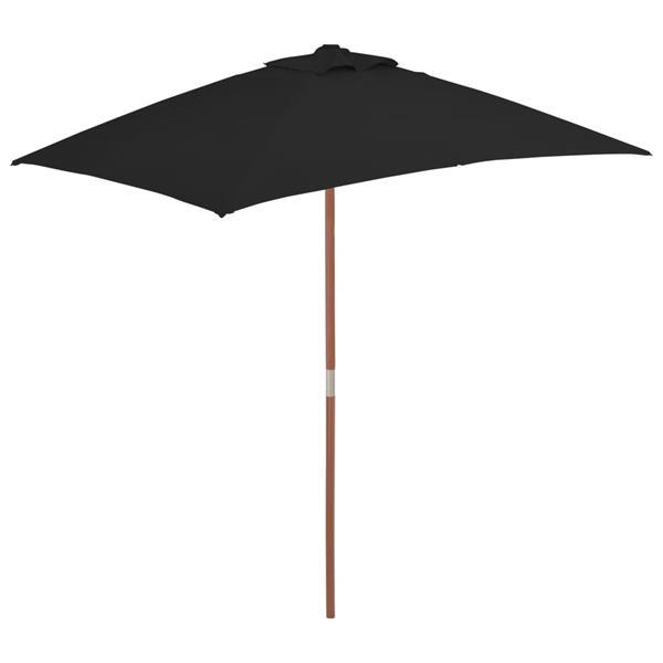 Grote foto vidaxl parasol d ext rieur avec m t en bois noir 150x200 cm tuin en terras overige tuin en terras