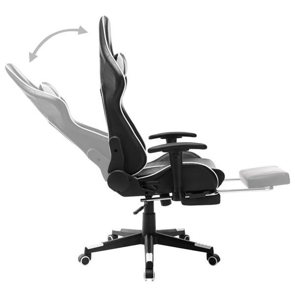 Grote foto vidaxl chaise de jeu avec repose pied noir et blanc cuir art huis en inrichting stoelen