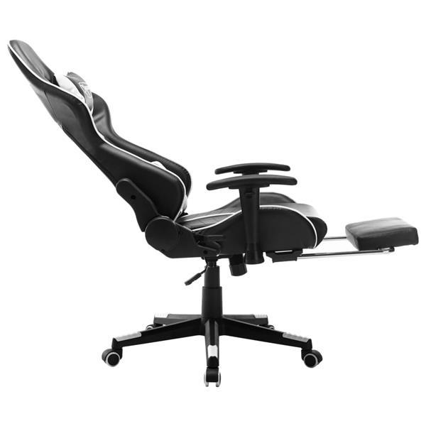 Grote foto vidaxl chaise de jeu avec repose pied noir et blanc cuir art huis en inrichting stoelen