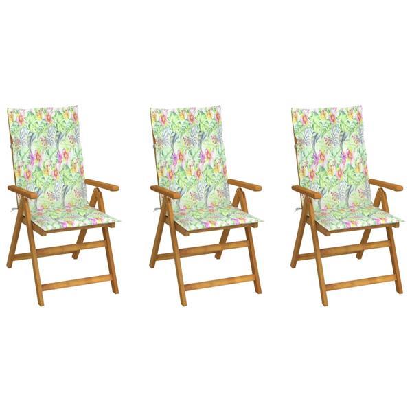 Grote foto vidaxl chaises pliables de jardin 3 pcs avec coussins bois d tuin en terras tuinmeubelen