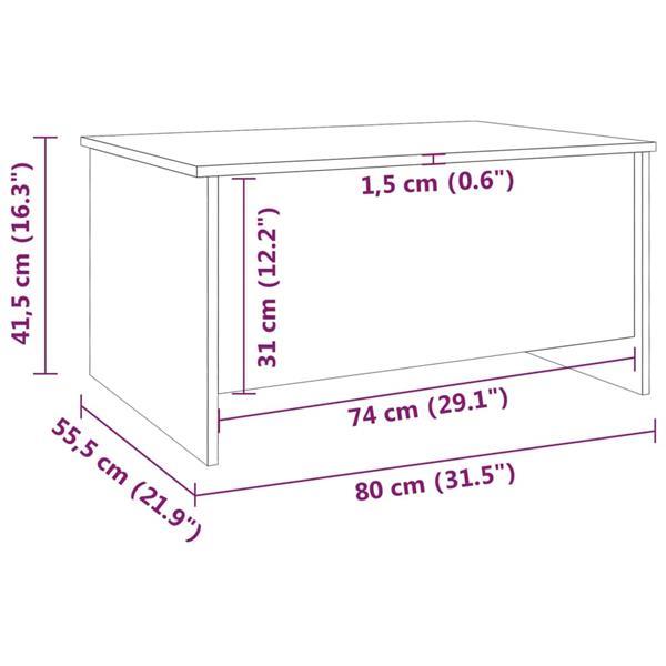 Grote foto vidaxl salontafel 80x55 5x41 5 cm bewerkt hout bruineikenkle huis en inrichting eettafels